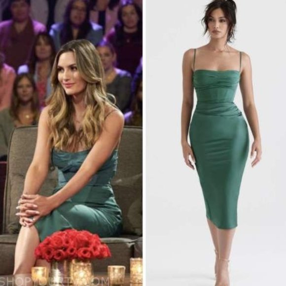 HOUSE OF CB 'Teia' Forest Draped Corset Midi Dress NWOT - Picture 3 of 10